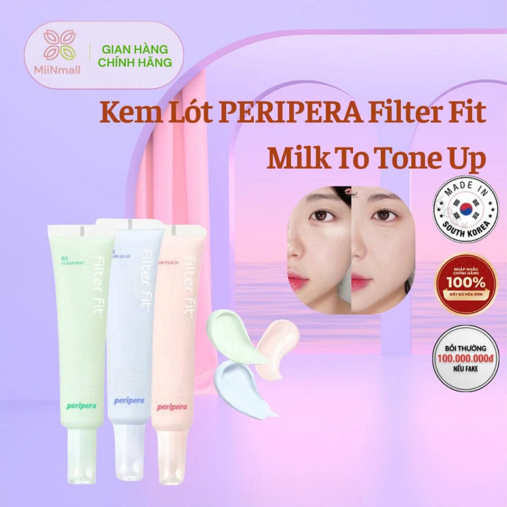 Kem Lót PERIPERA Filter Fit Milk To Tone Up SPF30 PA++ 35ml