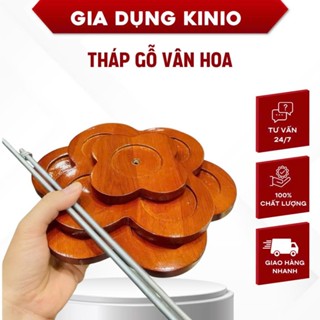 Tháp hoa bày bia nước ngọt bằng gỗ 3 tầng trưng bày ban thờ Thần Tài, Gia Tiên ngày tết KINIO