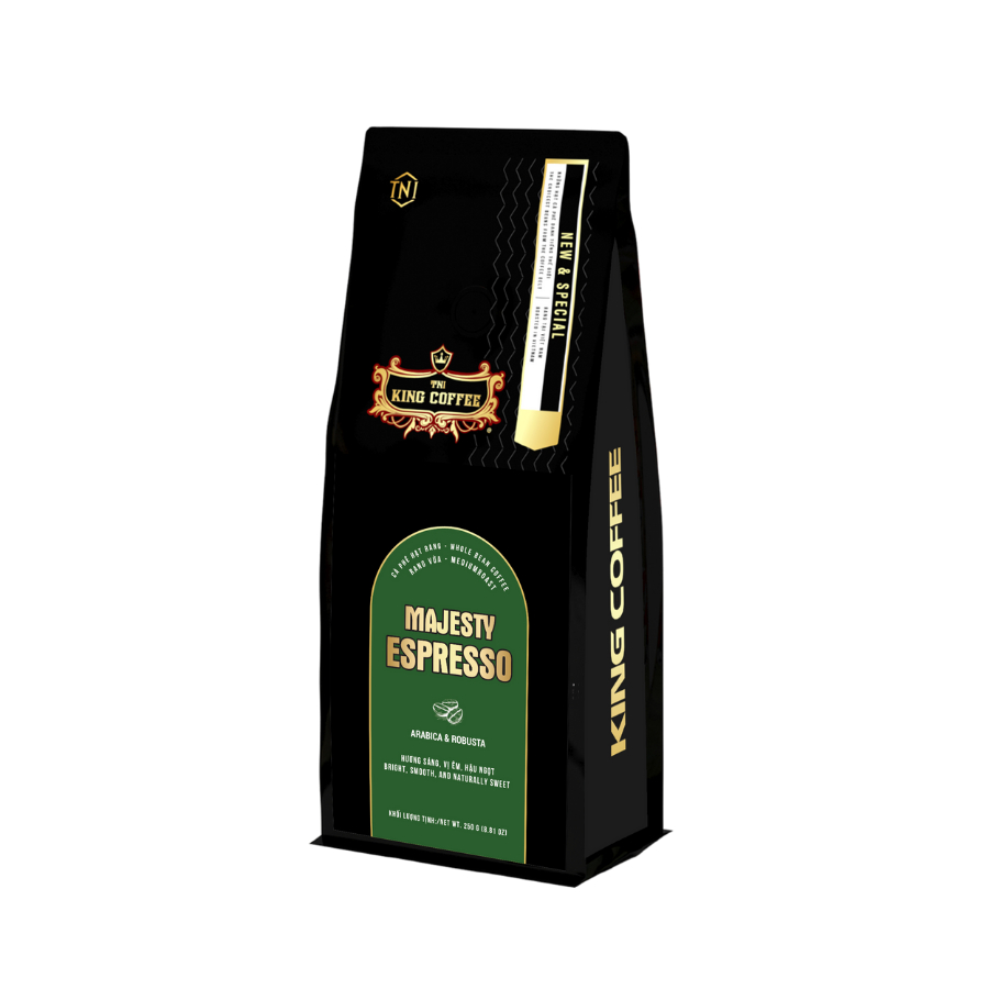 Cà phê hạt rang King Coffee Majesty Espresso whole bean coffee - Túi 250g