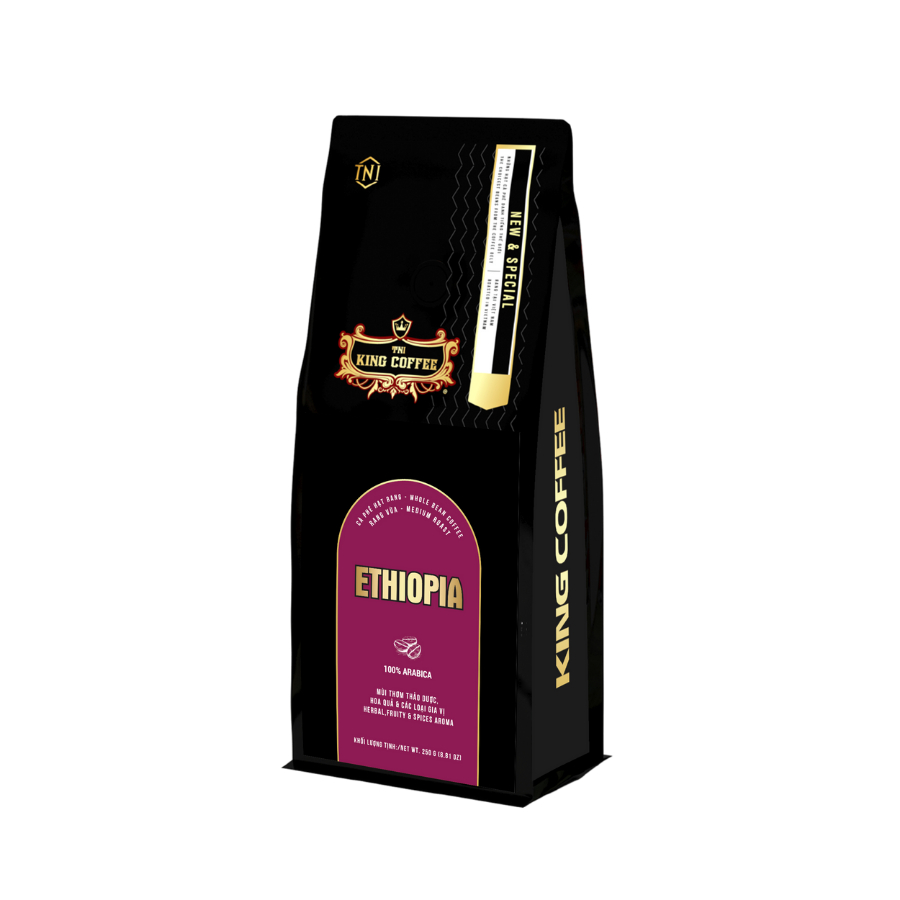 Cà phê hạt rang King coffee Ethiopia Whole Bean coffee - Túi  250gr