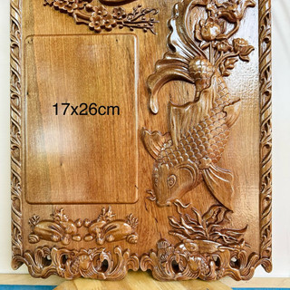 ĐỐC LỊCH GỖ CÁ CHÉP (hình ảnh cá chép trong tranh Lý Ngư Vọng Nguyệt), gỗ thao lao liền khối.