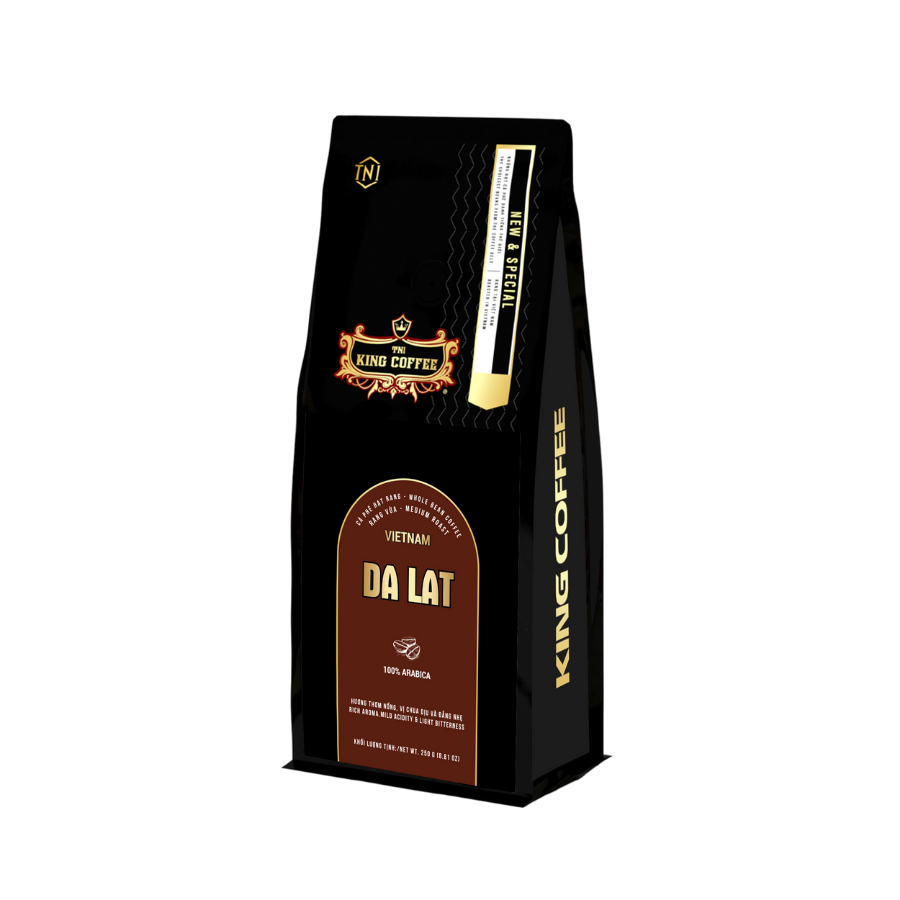 Cà phê hạt rang King coffee Da Lat Whole Bean coffee - Túi 250gr