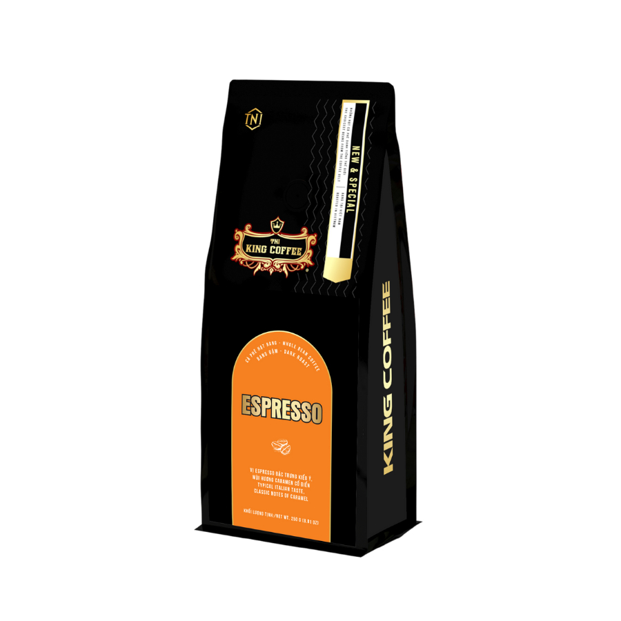 Cà phê hạt rang King coffee Espresso Whole Bean coffee - Túi 250gr
