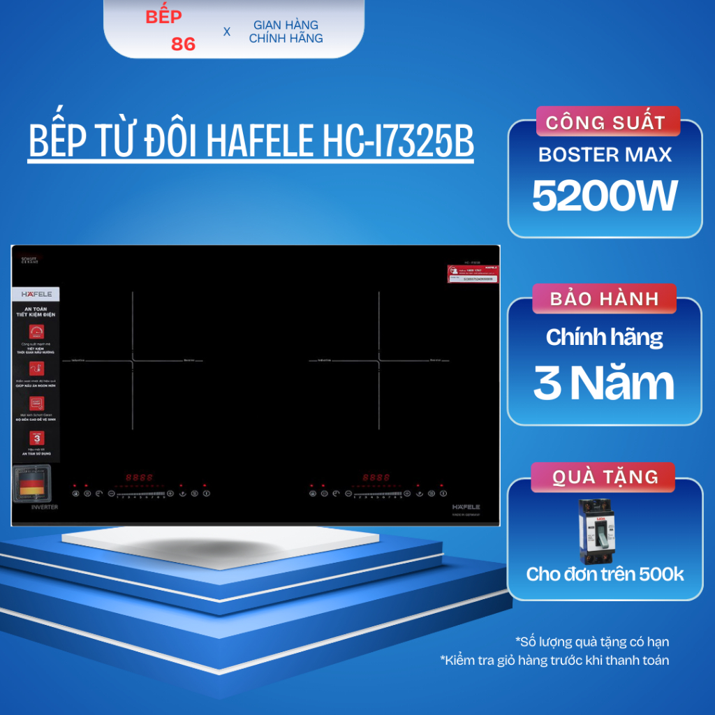 Bếp từ 2 vùng nấu Inverter nhập khẩu Đức Hafele HC-I7325B
