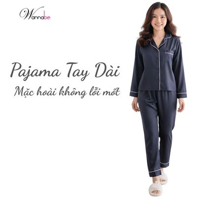 Đồ bộ mặc nhà nữ WANNABE bộ pyjama quần dài áo tay dài sang chảnh sống mãi với thời gian BD35P