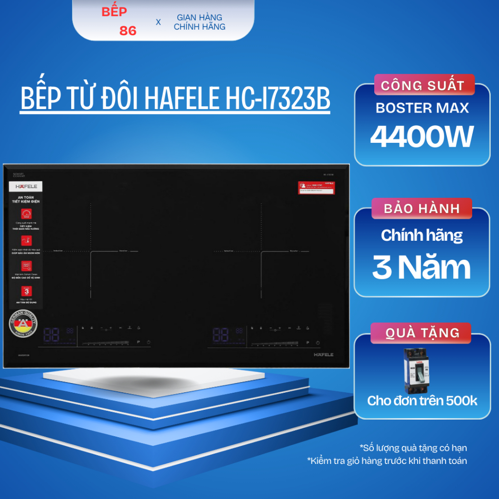 Bếp từ 2 vùng nấu Inverter nhập khẩu Malaysia Hafele HC-I7323B | 536.61.886