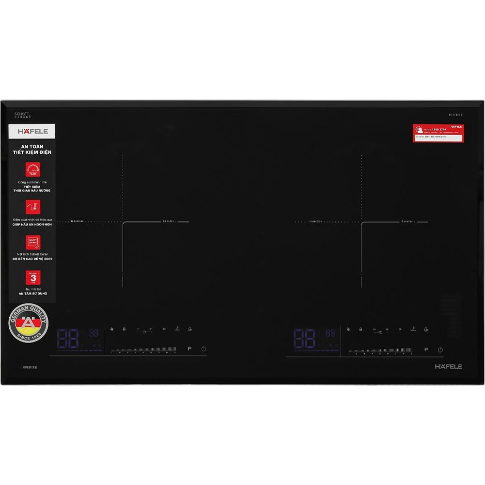 Bếp từ 2 vùng nấu Hafele HC-I7323B | 536.61.886 | nhập khẩu Malaysia