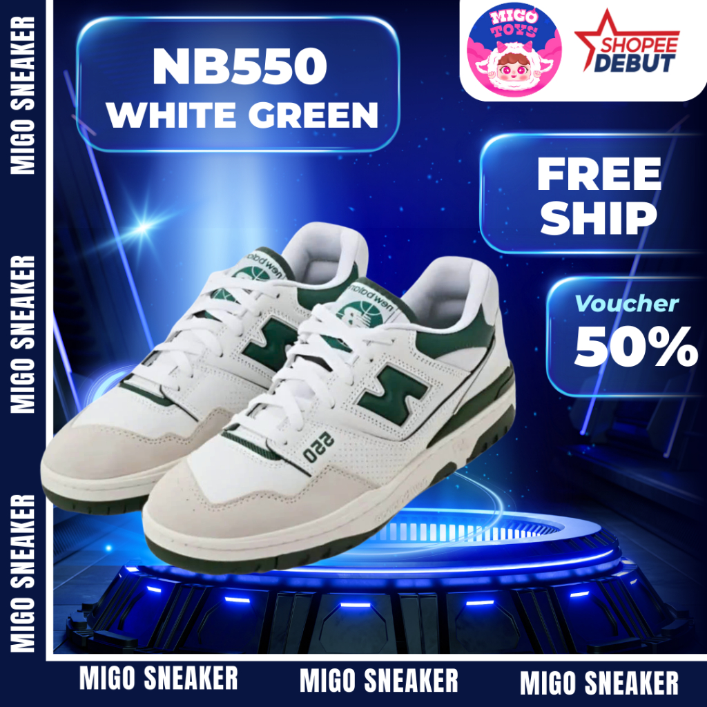 [HỎA TỐC] SNEAKER NB550 GREEN - Màu Xanh Retro - Giày thể thao fullbox, công sở, gym, quà tặng - MIG