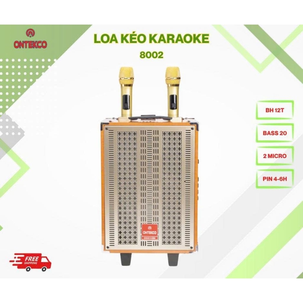 Loa Karaoke Bluetooth ONTEKCO 8002/TK-V2 Công Suất Lớn,Hát Karaoke Hay, Bass Chuẩn, kèm 2 micro
