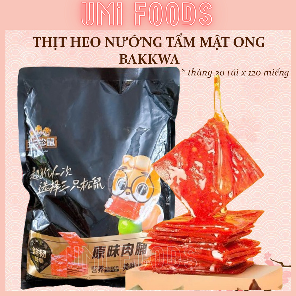 [TÚI TO 120 GÓI] Thịt heo nướng khô tẩm mật ong PORK BAKKWA 3 CON SÓC