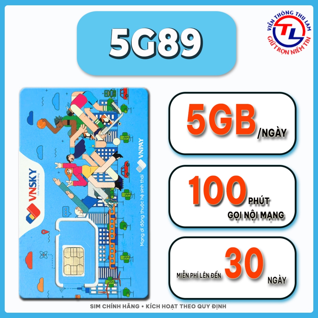 SIM VNSKY 5G89 5GB/Ngày, 100 Phút Nội Mạng