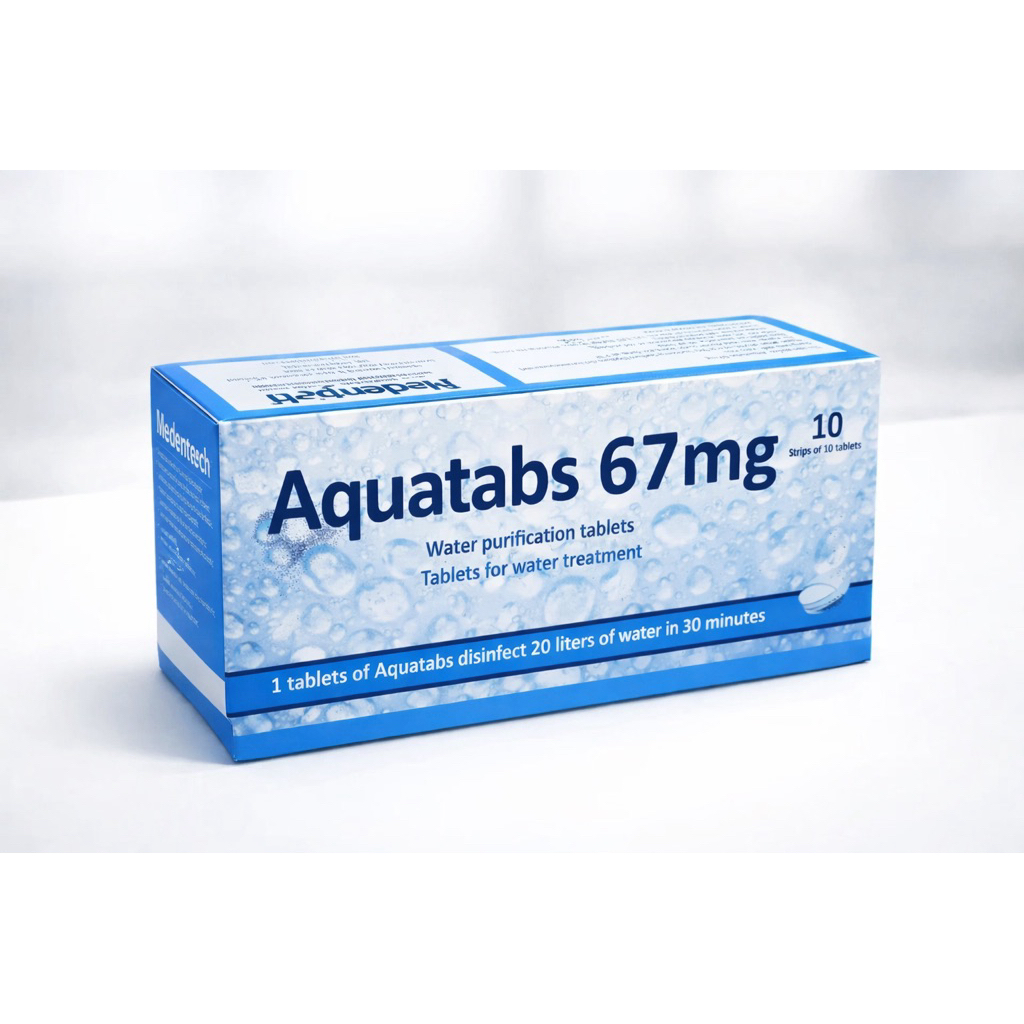 Aquatabs 67mg – Hộp 10 vỉ 100 viên | Viên lọc nước - khử trùng nước sinh hoạt Hsd 4/2030