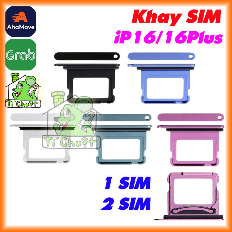 Khay Đựng Sim Thay Thế cho iPhone 16 iPhone16 PLUS bản 1 SIM/2 SIM Loại Thay Thế như ZIN có Ron Chốn