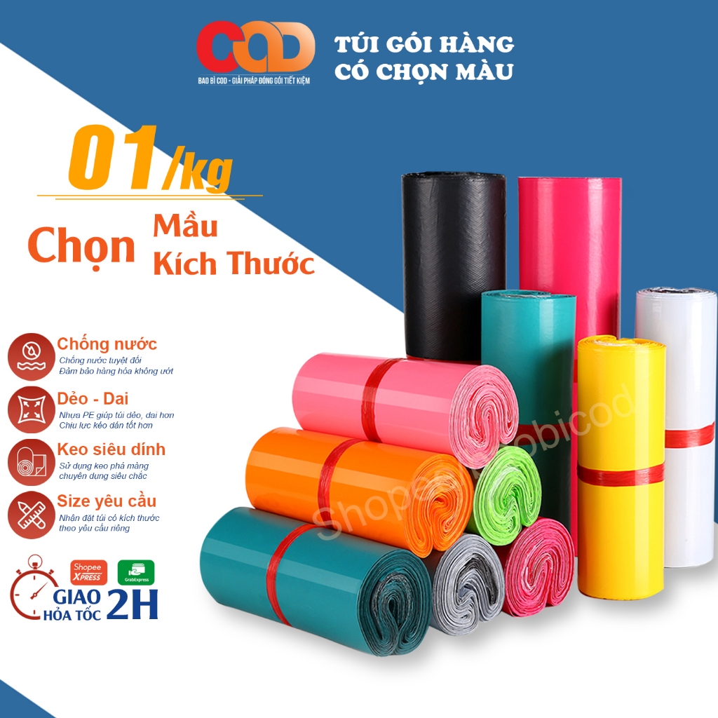 1kg - Túi Gói Hàng Túi Niêm Phong Tự Dính - Chọn mầu + Chọn size