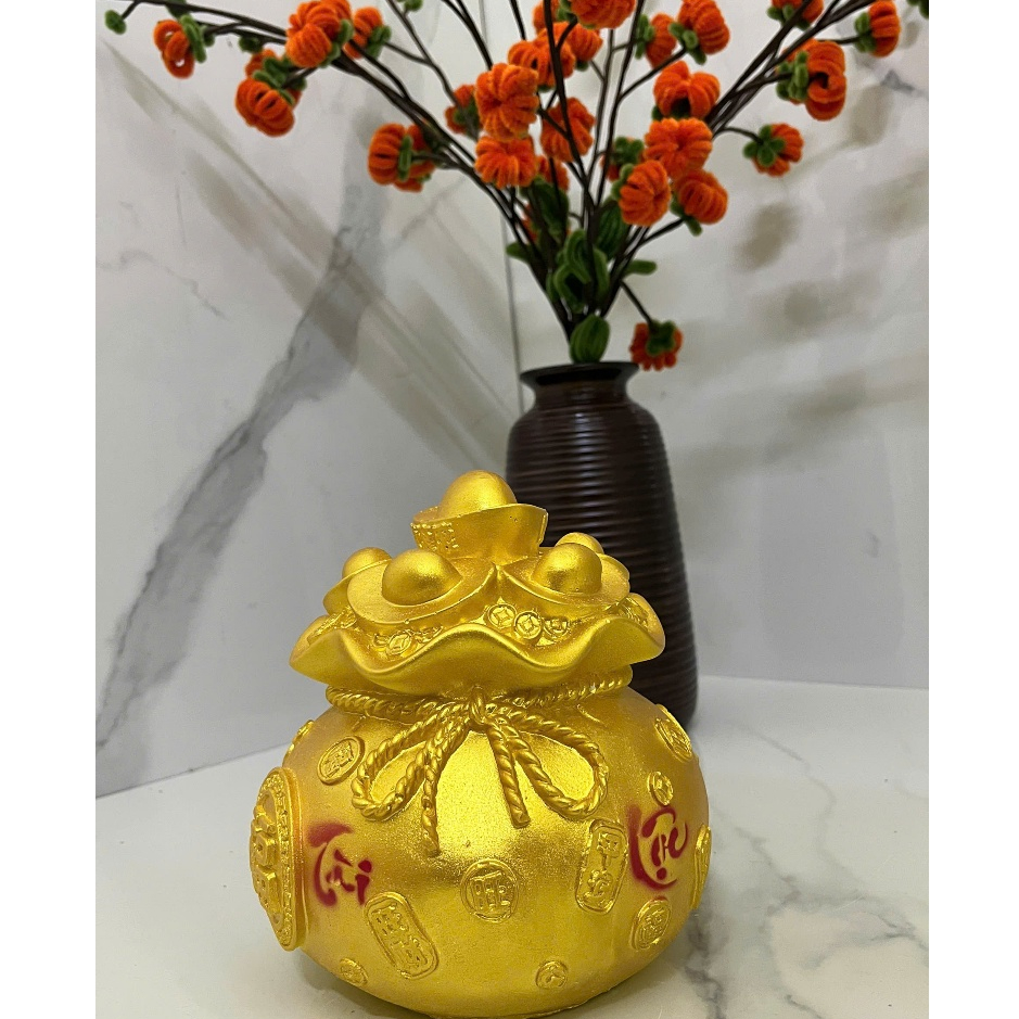 Heo Đất tiết kiệm Túi HŨ VÀNG TÀI LỘC SIZE NHỎ màu vàng đồng siêu sang quà tặng trang trí/ Ống tiết kiệm đựng tiền