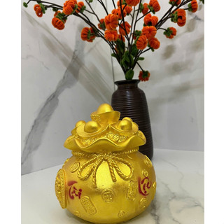 Heo Đất tiết kiệm Túi HŨ VÀNG TÀI LỘC SIZE NHỎ màu vàng đồng siêu sang quà tặng trang trí/ Ống tiết kiệm đựng tiền