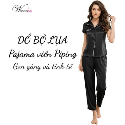 Đồ bộ mặc nhà WANNABE bộ Pyjama nữ áo tay ngắn quần dài viền lai đơn giản thoải mái trẻ trung BD30P