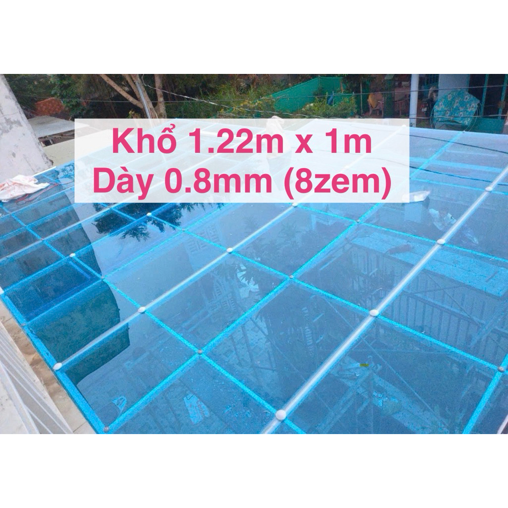 Tấm Tôn Poly Lấy Sáng (1m2 x 1m) x Dày 8zem(0.8mm), Tấm Nhựa Lấy Sáng Poly Đặc,Chống Tia UV Trong Su
