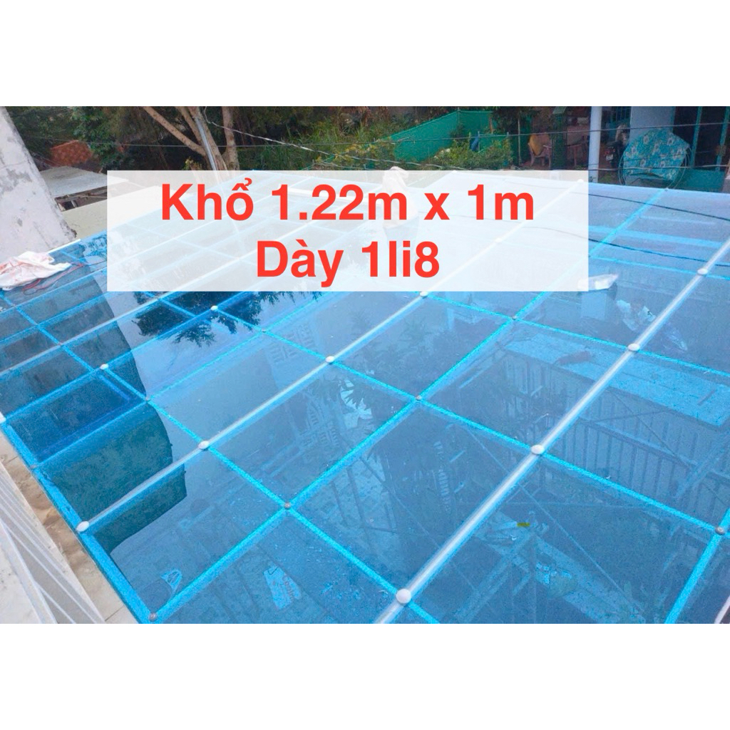 Tấm Tôn Poly Lấy Sáng (1.2m x 1m) x Dày 1li8 (1.8mm), Tấm Nhựa Lấy Sáng Poly Đặc,Chống Tia UV Trong 