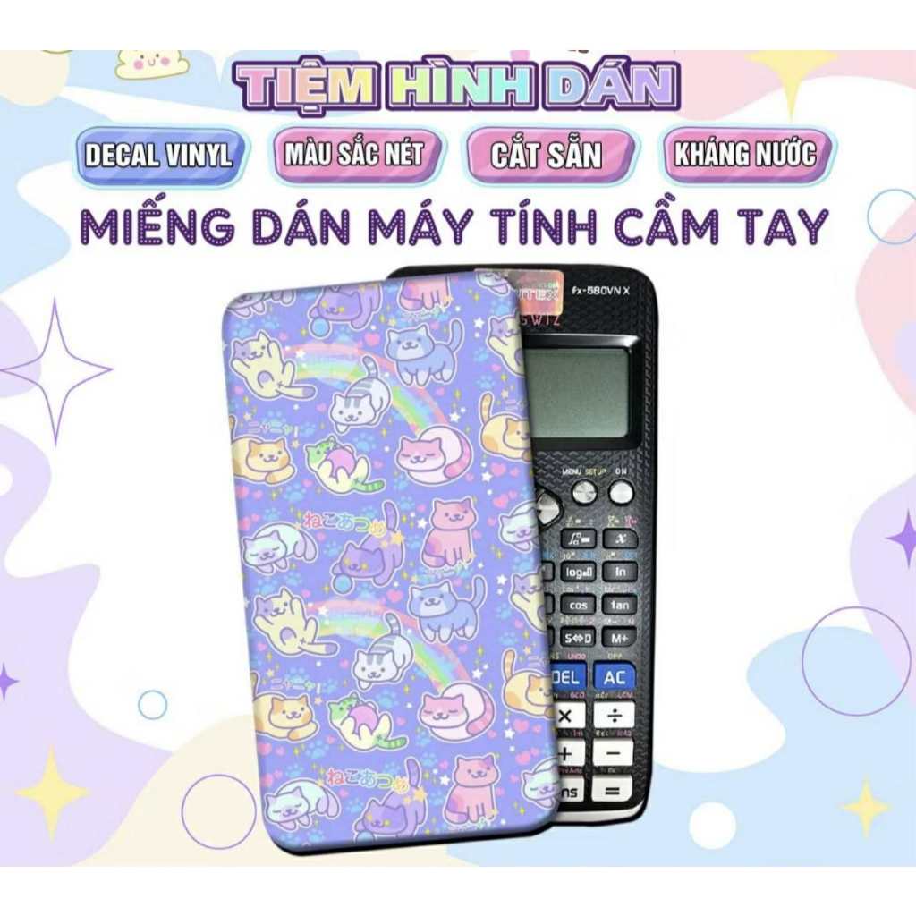 Miếng Dán Máy Tính Decal Casio Vinacal FX500 FX570 FX580 - 570ES 570EX 680EX dùng trang trí, decor m
