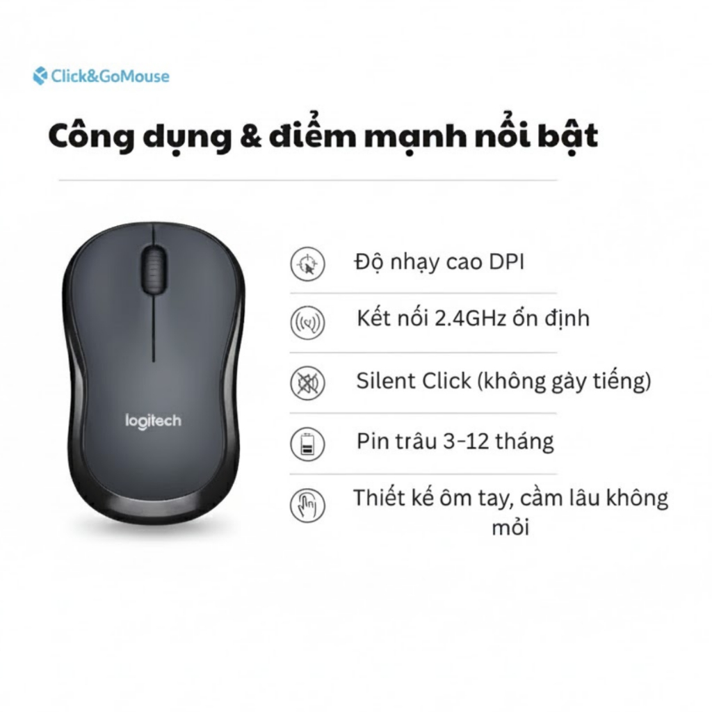 [ KẾT NỐI USB 2.4GHz ] Chuột không dây silent Logitech M220 siêu yên tĩnh giảm 90% tiếng ồn QUÀ TẶNG LÓT CHUỘT | BigBuy360 - bigbuy360.vn