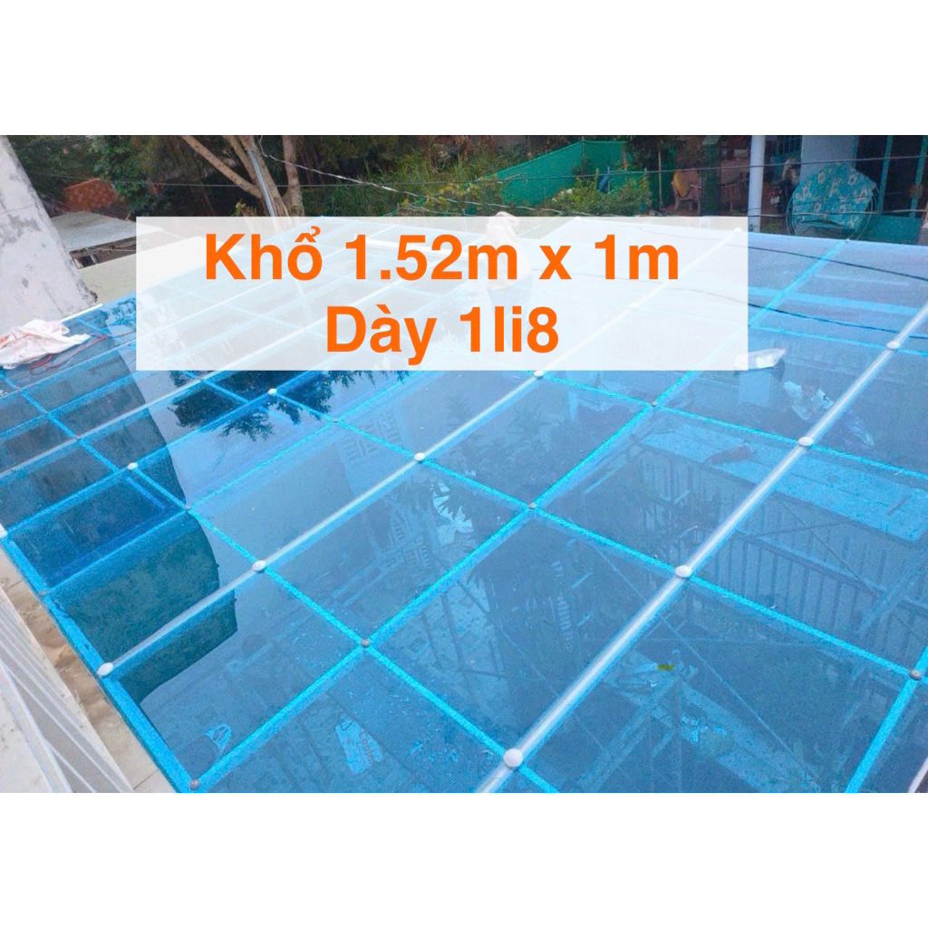 Tấm Tôn Poly Lấy Sáng (1.52m x 1m) x Dày 1li8(1.8mm), Tấm Nhựa Lấy Sáng Poly Đặc,Chống Tia UV Trong 