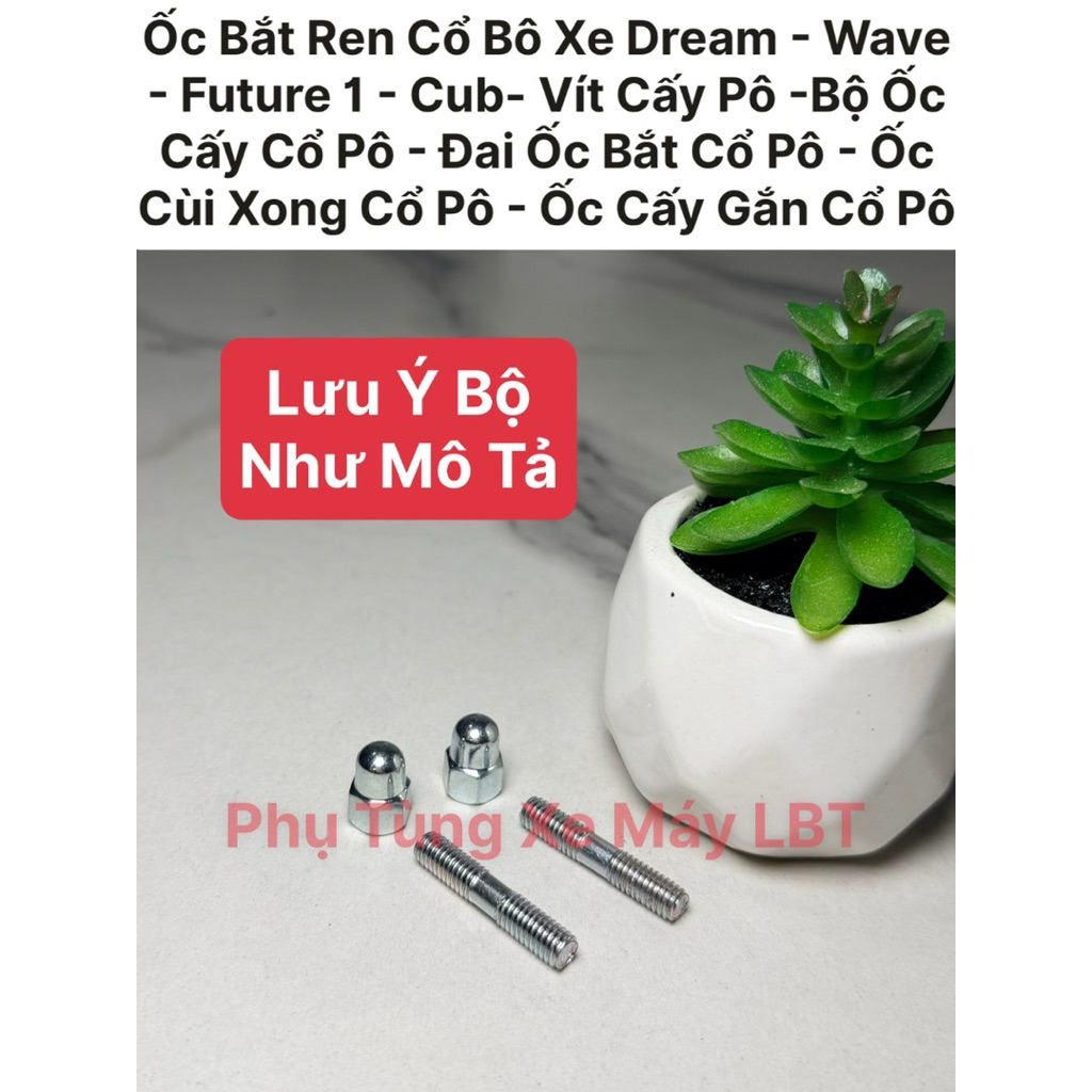 Bộ Ốc Bắt Ren Cổ Bô Xe Dream - Wave - Future 1 - Cub- Vít Cấy Pô -Bộ Ốc Cấy Cổ Pô - Đai Ốc Bắt Cổ Pô