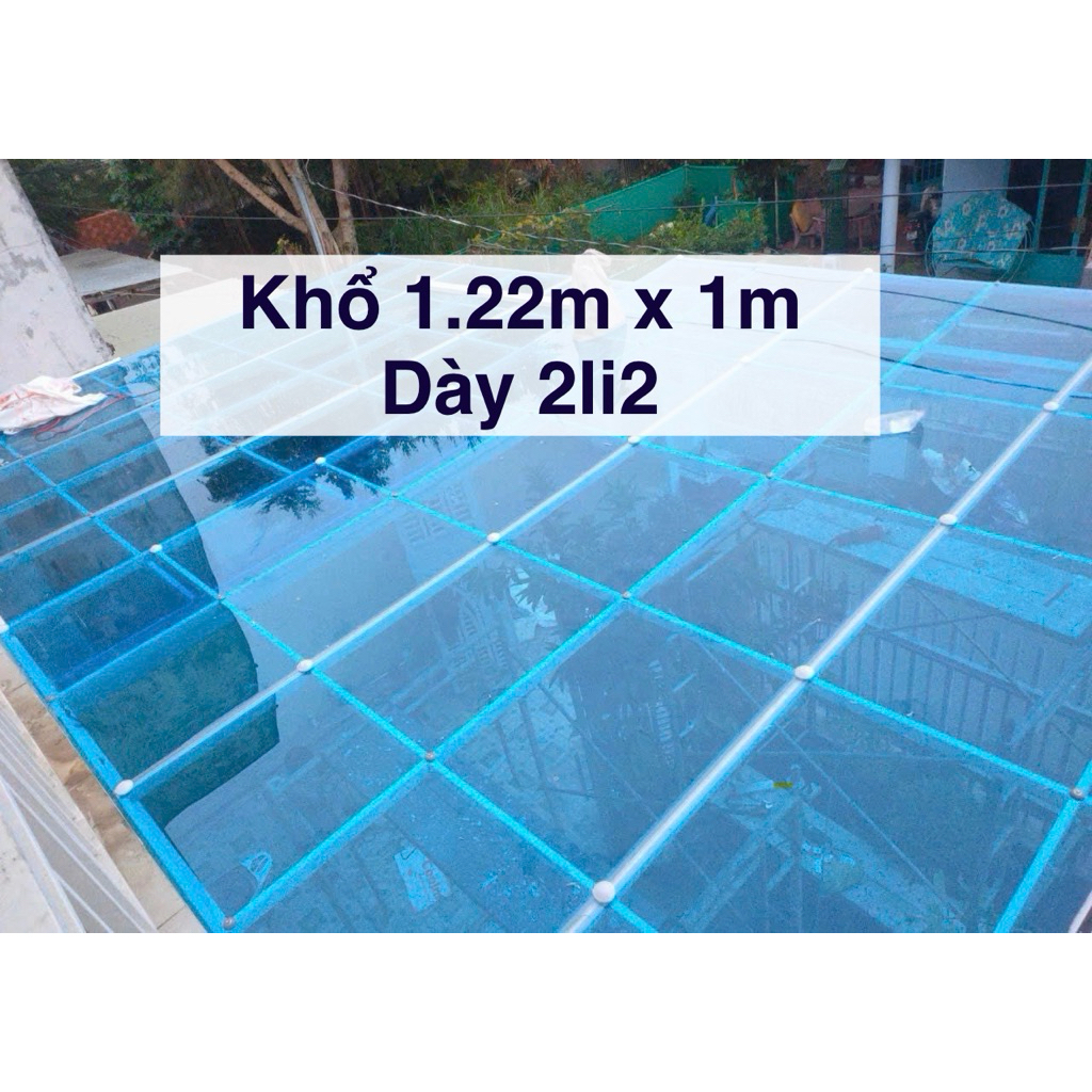 Tấm Tôn Poly Lấy Sáng (1.2m x 1m) x Dày 2li2(2.2mm), Tấm Nhựa Lấy Sáng Poly Đặc,Chống Tia UV Trong S