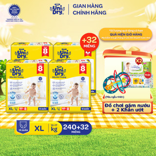   Siêu khô thoáng  Combo 4 Tã quần UniDry Siêu khô thoáng gói Super Jumbo mới size M76 L68 XL60 XXL54 + 8 miếng 