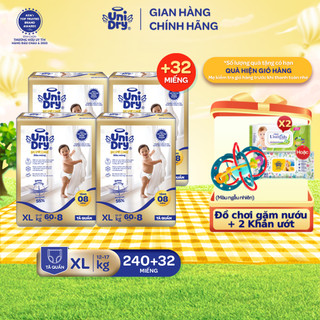   Siêu mỏng 2mm  Combo 4 Tã quần UniDry Supreme size M L XL XXL + 8 miếng 