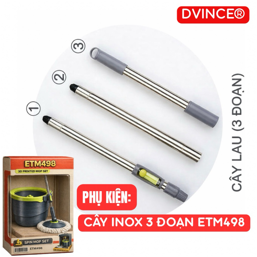 ⚡PHỤ KIỆN: Bộ Cây Lau ETM498 – Bông Lau Microfiber, Trụ ETM498, Trục ETM498 Iock & Iock.