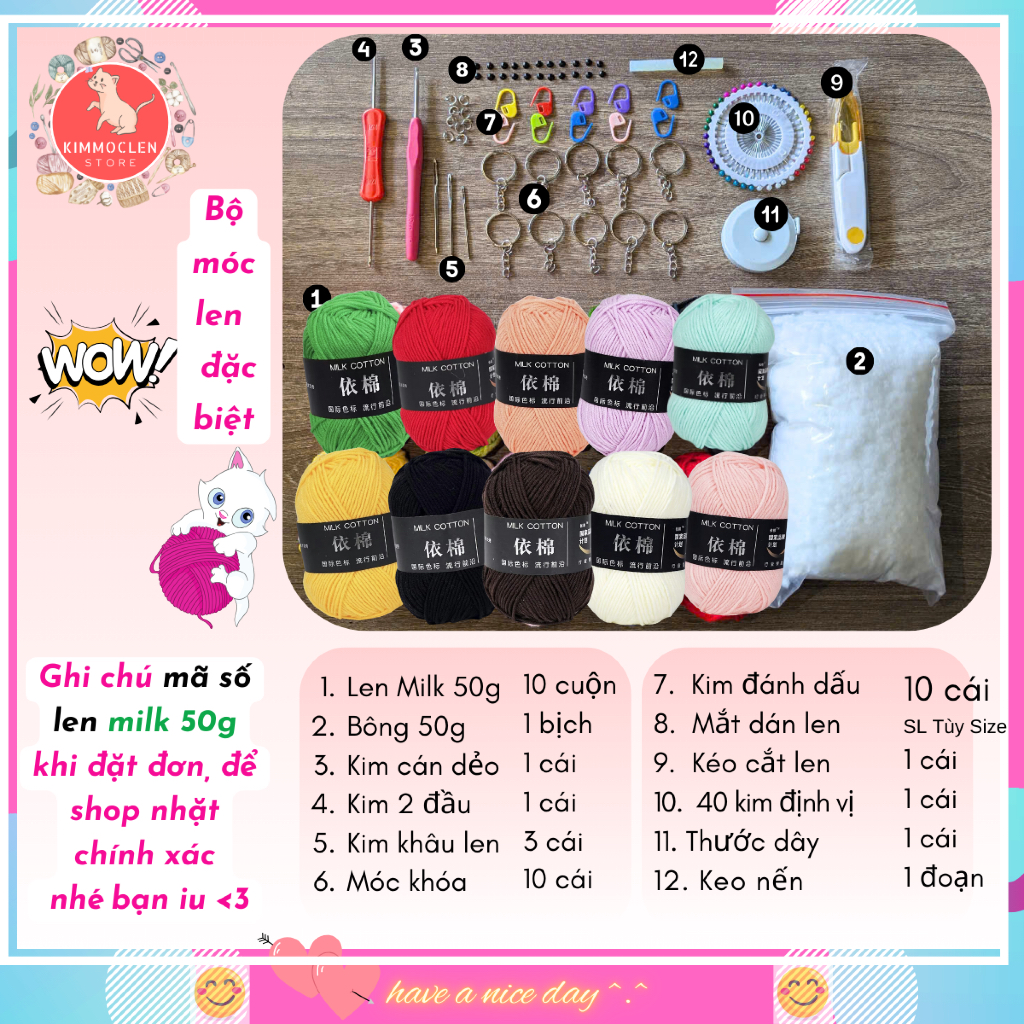  Combo 10 Cuộn Len Gói Nguyên Liệu Tập Móc Len Đặc Biệt  Có hướng dẫn  Diy sợi 