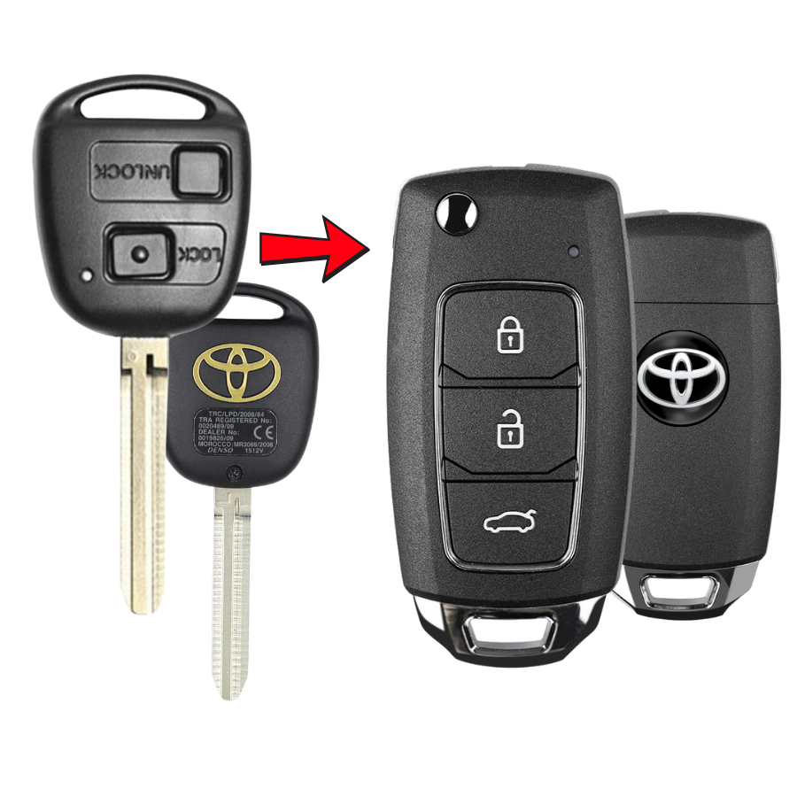 Chìa khoá gập Sẵn Mạch Điều Khiển Toyota Land Cruiser Parado đời 1998 đến 2007 V28