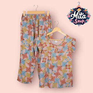  Đồ Bộ Nữ Trung Niên Quần 9 Tấc Tay Cánh Tiên - Chất Liệu Vải Tole Nhung Mềm Mịn Thoáng Mát - Big Size 49-89kg 