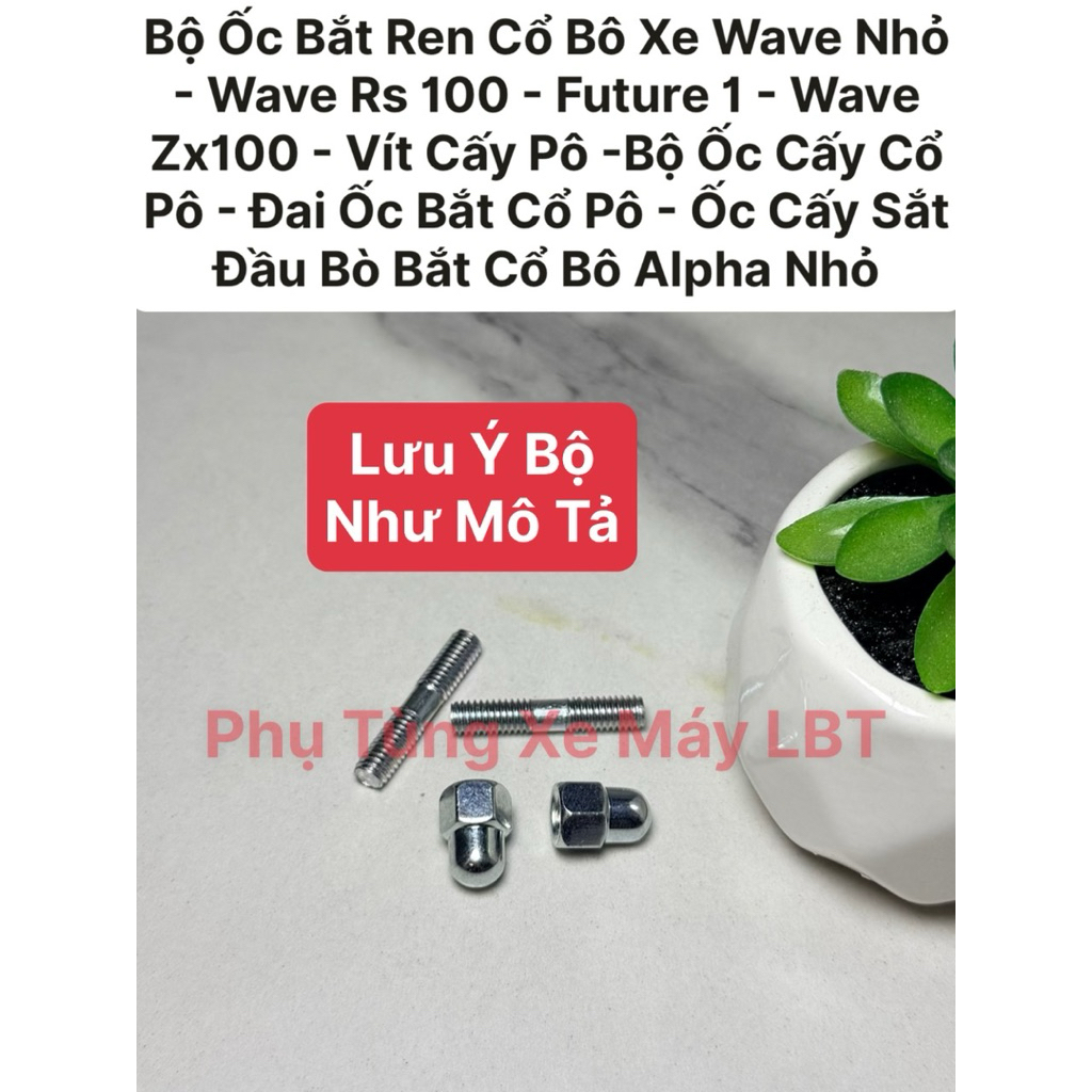 Bộ Ốc Bắt Ren Cổ Bô Xe Wave Nhỏ - Wave Rs 100 - Future 1 - Wave Zx100 - Vít Cấy Pô -Bộ Ốc Cấy Cổ Pô 