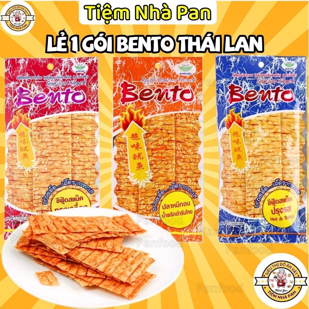 Lẻ 1 Gói Bento 4g Snack Mực Bento Thái Lan Đủ 3 Vị, bento cay cay tuổi thơ