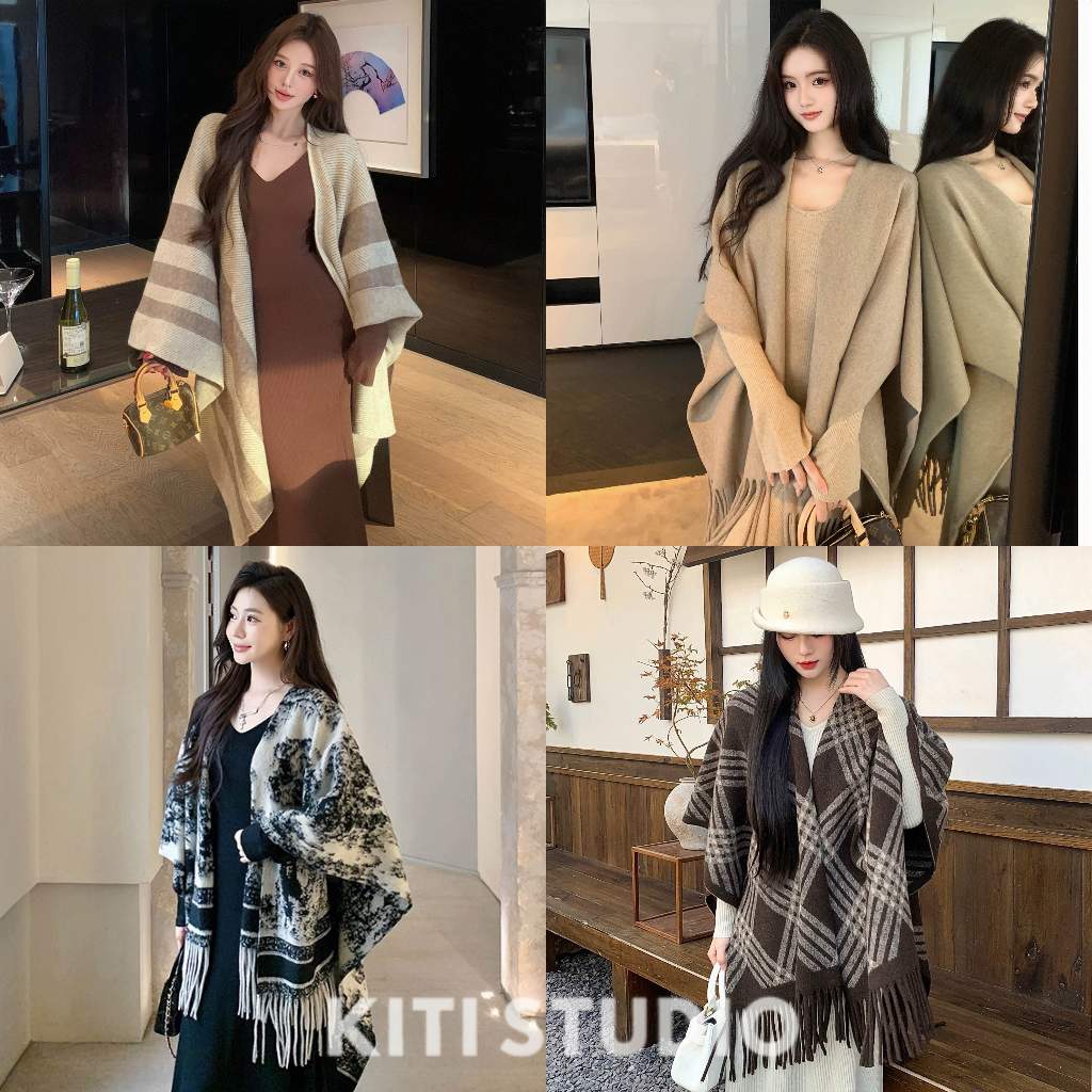 Khăn choàng dạ kiểu dáng áo choàng cao cấp form rộng mềm mịn giữ ấm mùa đông