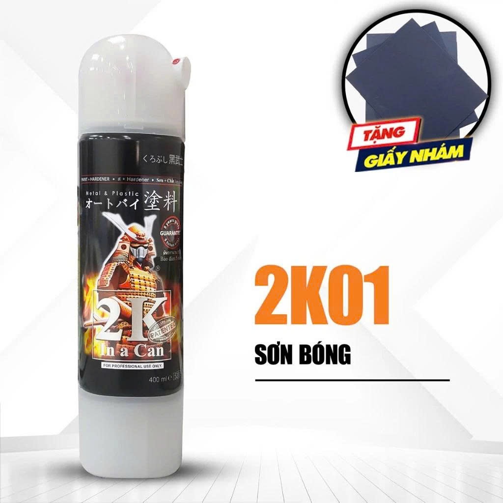 Sơn xịt phủ trong bóng cao cấp 2k01 samurai dung tích 400ml