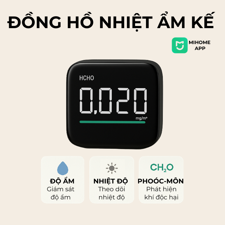 Đồng hồ nhiệt ẩm kế Xiao Duka HF1 - Máy theo dõi khí độc Duka HF1