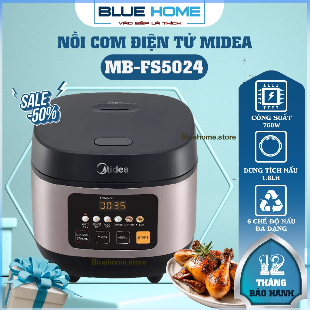 Nồi Cơm Điện Tử Midea MB-FS5024, 1.8Lit - 760w, Hàng Chính Hãng