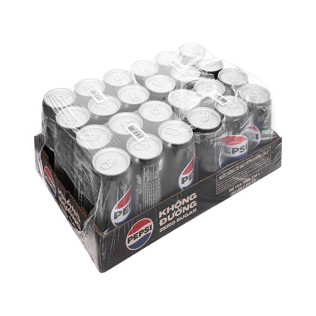 Thùng 24 lon nước ngọt Pepsi không calo 320ml