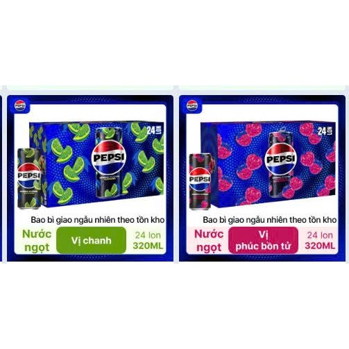 Nước ngọt Pepsi không calo vị chanh/phúc bồn tử 320ml