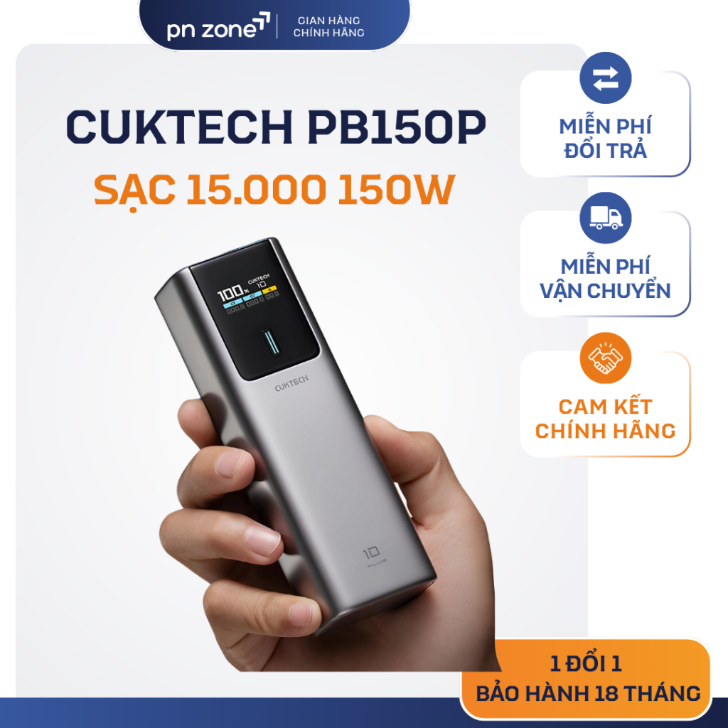 Cuktech 10Plus 150W PB150P 15000mAh Hỗ Trợ MiTurbro Charger 120W - Bảo Hành 18 Tháng.