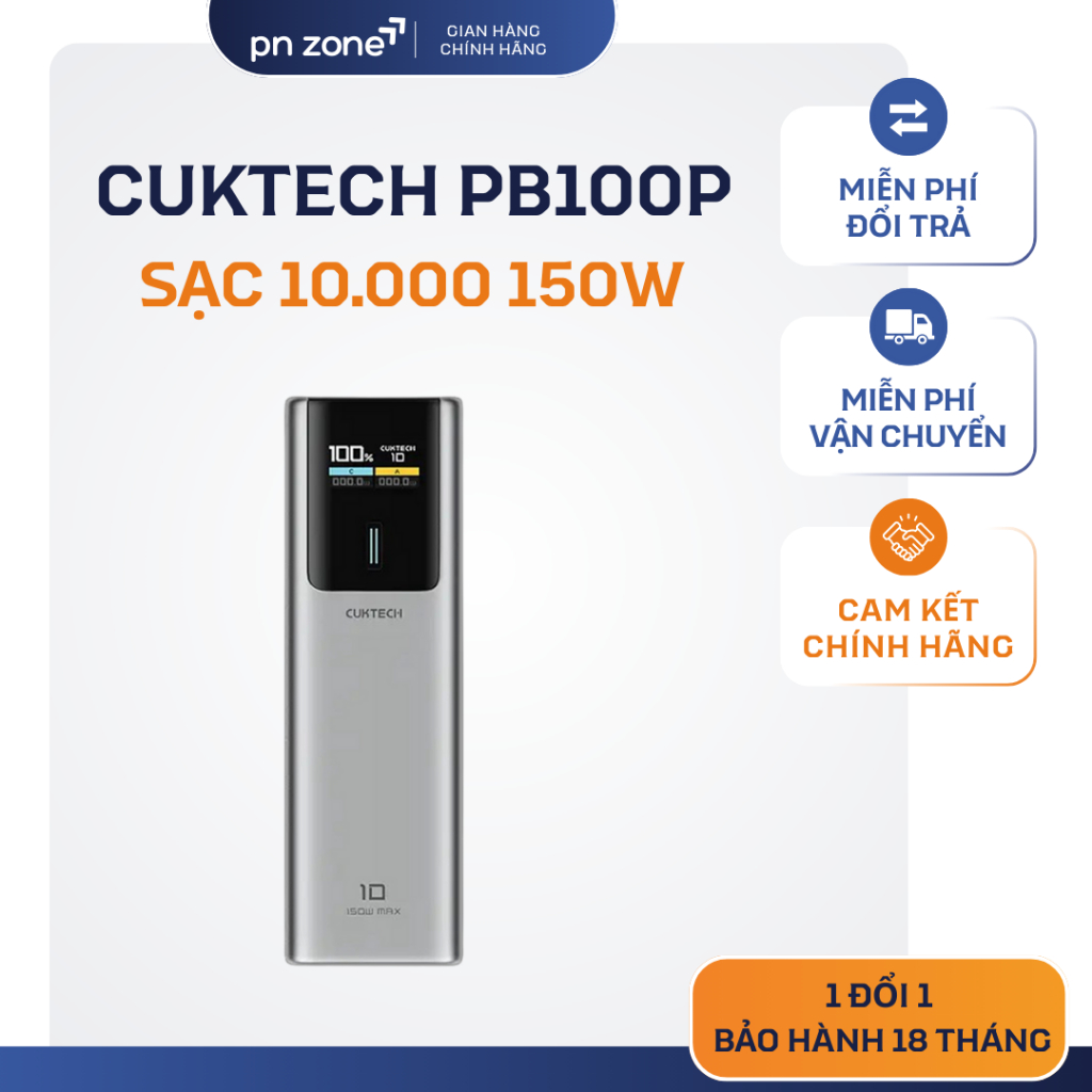 Cuktech Mi Turbro 120W 10000mAh - Hỗ Trợ PD 3.0, QC, Bảo Hành 18 Tháng