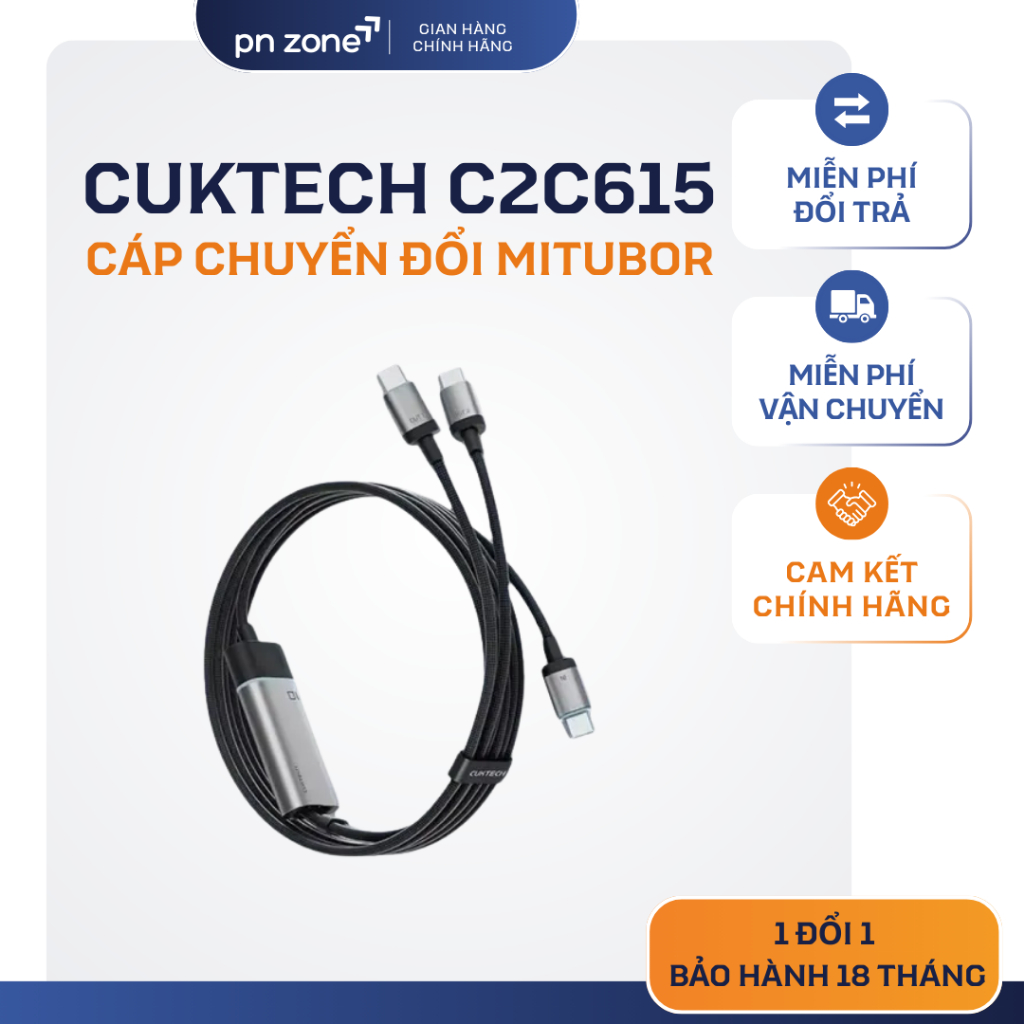 Cáp Đôi Cuktech C2C515 100W - Đảm Bảo Chất Lượng Trong 18 Tháng.