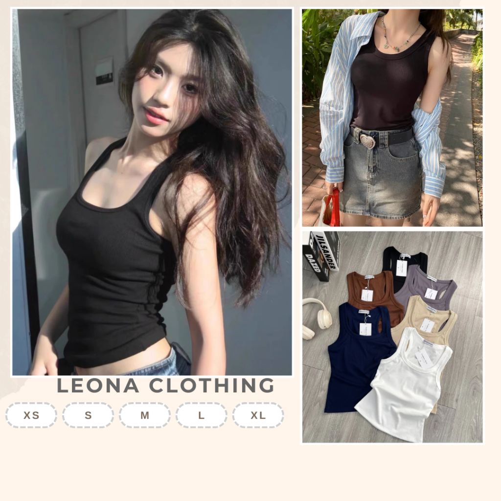 Áo Ba Lỗ Viền Gân Lụa, Dáng Dài Form Ôm Body - AO00003 - Leona Clothing.