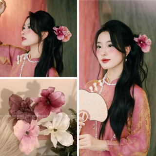  🌸 Chụ Ảnh Tết   Kẹp tóc hoa lan giả cao cấp – Kẹp cài tóc nữ xinh xắn cố định tóc mái phụ kiện thời trang ✨335177 