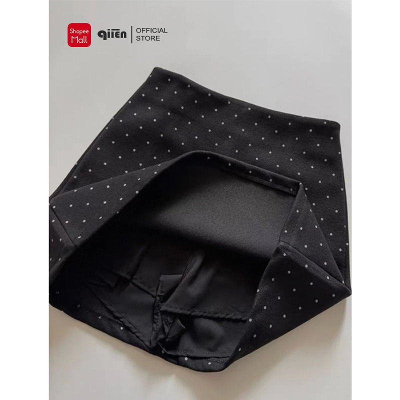 [DẠ ĐẸP] Chân váy nữ chữ A chất dạ ép chấm bi có lót quần QIIEN chân váy Nữ Mini Skirts dáng chữ A Basic CV120 | BigBuy360 - bigbuy360.vn