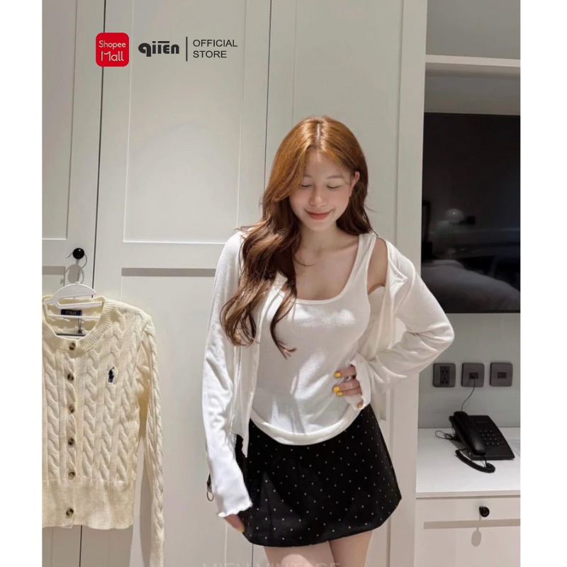 [DẠ ĐẸP] Chân váy nữ chữ A chất dạ ép chấm bi có lót quần QIIEN chân váy Nữ Mini Skirts dáng chữ A Basic CV120 | BigBuy360 - bigbuy360.vn