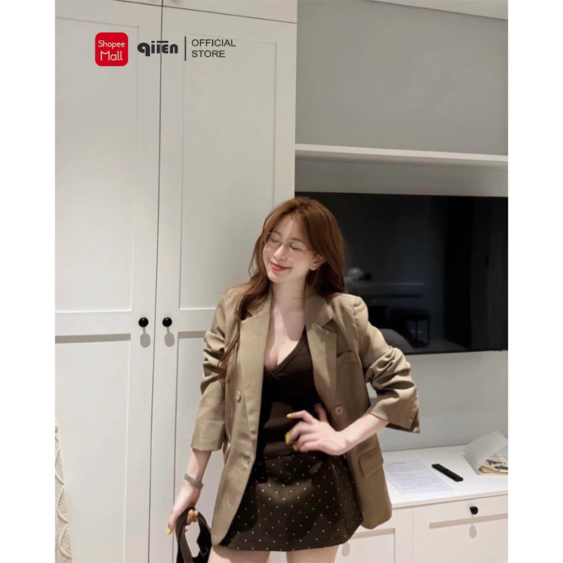 [DẠ ĐẸP] Chân váy nữ chữ A chất dạ ép chấm bi có lót quần QIIEN chân váy Nữ Mini Skirts dáng chữ A Basic CV120 | BigBuy360 - bigbuy360.vn